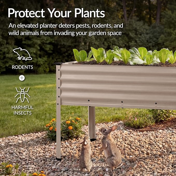 Best Choice Products 48x24x30in Galvanized Raised Garden Bed, Metal Elevated Planter Box, Vegetable Garden for Backyard, Patio, Balcony - Taupe
