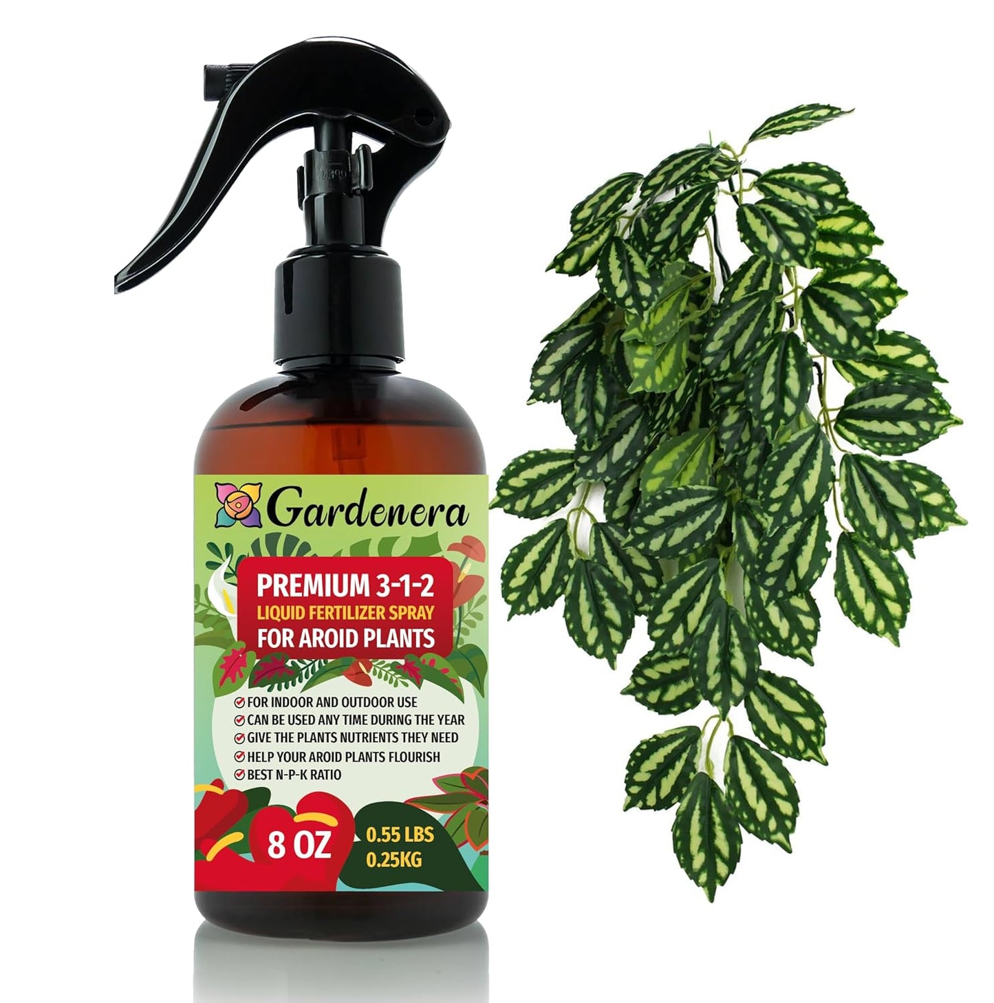Proffesional AROID Spray Fertilizer Mist for Home Gardening | 3-1-2 Gentle Blend Mist for Healthy Leaves & Growth | Essential Nutrients for AROID - 8oz