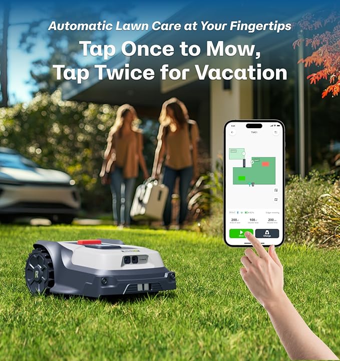 T1200Pro Robot Lawn Mower Wire Free, RTK+Vision Ride-on Edge Mapping Mowing for 0.37 Acre Yard, AI Obstacle Avoidance, APP Multi-Zone Management, Automatic Robotic Lawnmower Handle 24° Slope