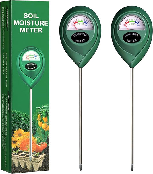iPower 2-Pack Soil Moisture Meter for Plant Water Test Hygrometer Monitor for Garden, Lawn, Farm, Indoor and Outdoor Use, Tester, Green