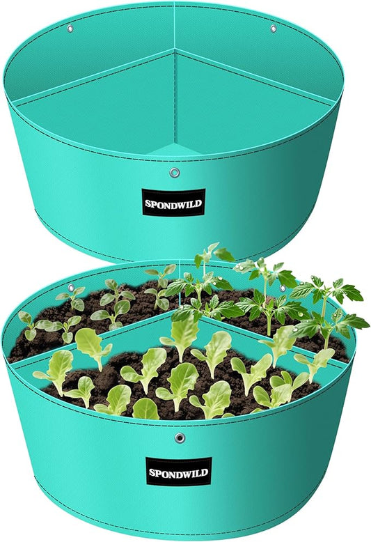 2 Pack 10 Gallon 3 Compartment Grow Bag, Vegetable Growing Bag Thickened PE Garden Pots with Drainage Holes, Branch-Binding Holes, Reusable Plant Bag for Vegetables,Flowers