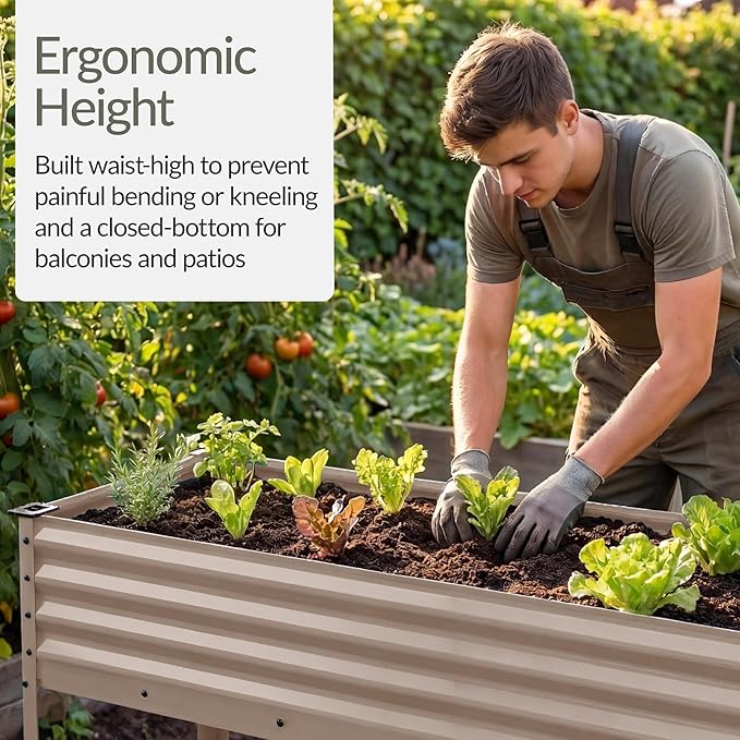 Best Choice Products 48x24x30in Galvanized Raised Garden Bed, Metal Elevated Planter Box, Vegetable Garden for Backyard, Patio, Balcony - Taupe
