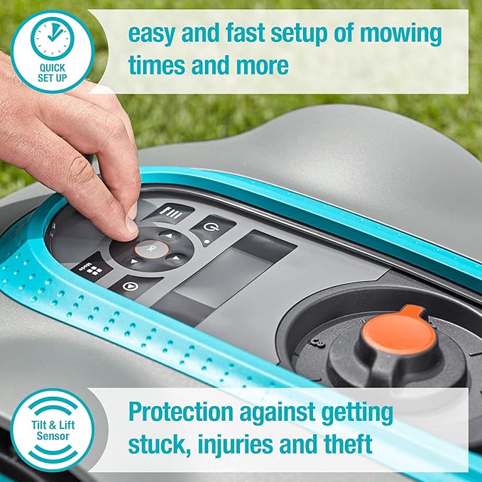 GARDENA 15002-41 SILENO City - Automatic Robotic Lawn Mower, with Bluetooth app and Boundary Wire, one of The quietest in its Class, for lawns up to 5400 Sq Ft, Made in Europe, Grey