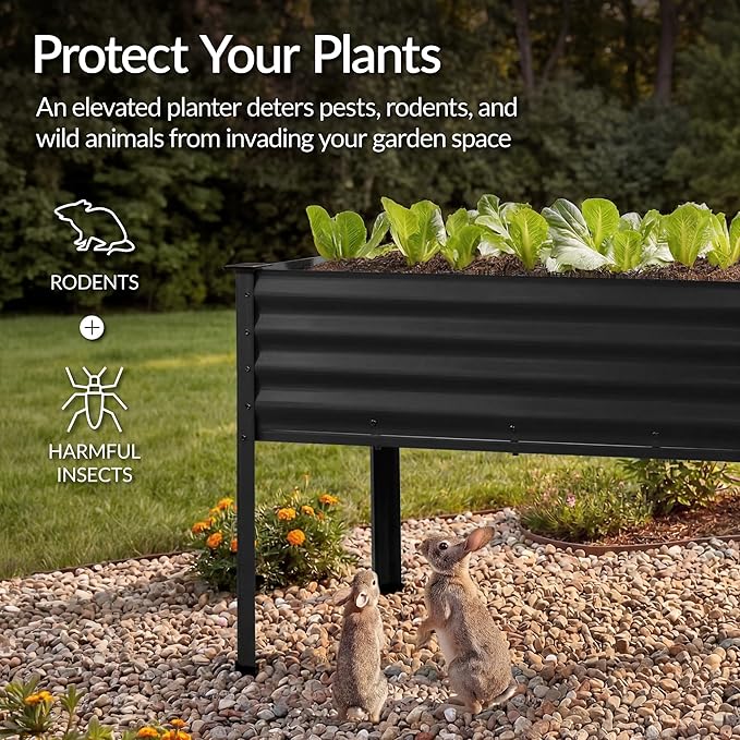 Best Choice Products 48x24x30in Galvanized Raised Garden Bed, Metal Elevated Planter Box, Vegetable Garden for Backyard, Patio, Balcony - Black