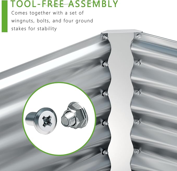 6x2x2FT Galvanized Raised Garden Bed,Planter Raised Beds-Metal Garden Box,Large Plant for Outdoor Planting, Vegetables Bed，Flower,herb-Silver