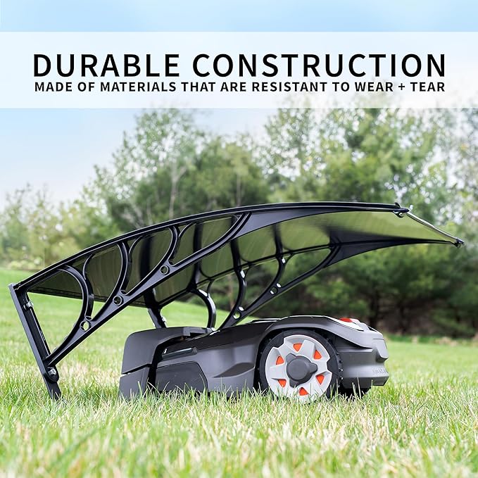 Life Finds Outdoor Shade Cover Designed for Robotic Lawn Mowers, Portable Garage Roof for Robot Mowers, Weather Resistant Polycarbonate Canopy, Black, LF-RLS1