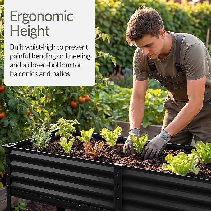 Best Choice Products 72x24x30in Non Toxic Galvanized Raised Garden Bed, Metal Elevated Planter Box, Vegetable Garden, 100% Non Toxic Materials - Black
