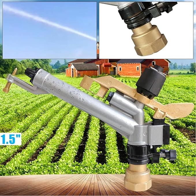 1.5" Agricultural Irrigation Spray Gun, Long Range Water Irrigation Spray Tool Kit with Replacement Nozzle, 360 Degree Adjustable, for Garden Farm Lawn Orchards, Tea Gardens