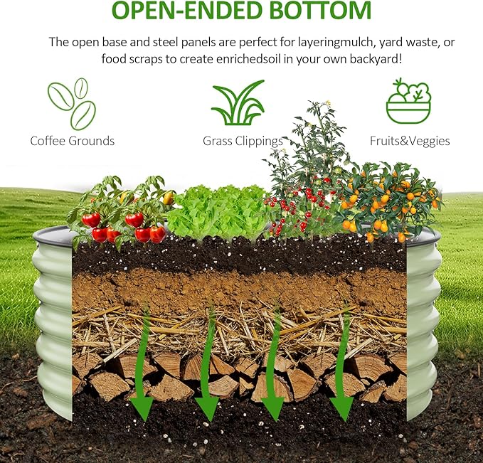 Gruper Galvanized Raised Garden Bed, 3.5ft x 17'' Tall Round Metal Planter Raised Garden Boxes Outdoor for Vegetable Fruits Flower Herb, Anti-Rust and Sturdy & Easy-Setup