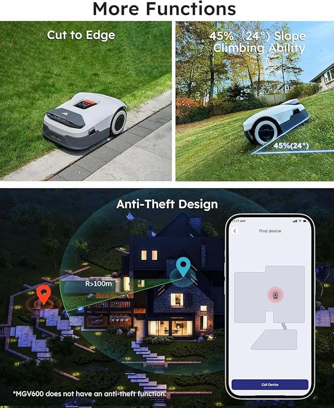 Robot Lawn Mower NO Wire, Full Band RTK+4-Eye Vision Robotic Lawnmower, Automatic Mapping, 20 Multi-Zone Management, Accurate Obstacle Avoidance, Intelligent Path Planning