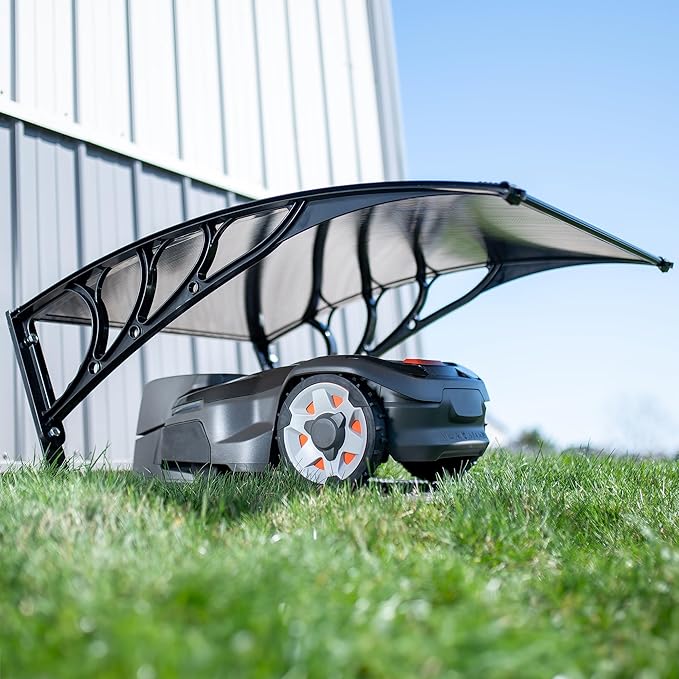 Life Finds Outdoor Shade Cover Designed for Robotic Lawn Mowers, Portable Garage Roof for Robot Mowers, Weather Resistant Polycarbonate Canopy, Black, LF-RLS1