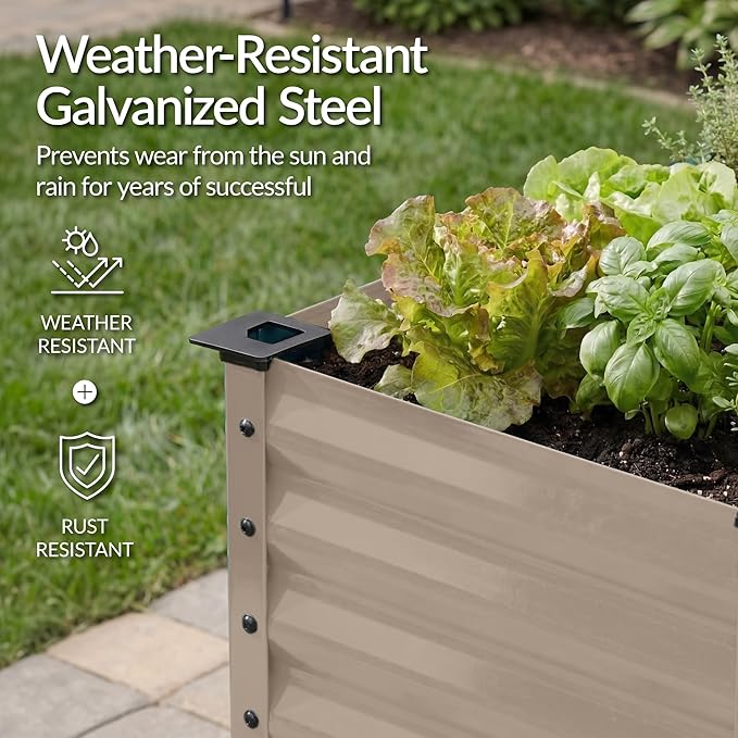Best Choice Products 48x24x30in Galvanized Raised Garden Bed, Metal Elevated Planter Box, Vegetable Garden for Backyard, Patio, Balcony - Taupe