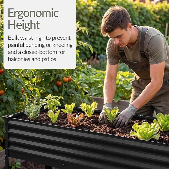 Best Choice Products 48x24x30in Galvanized Raised Garden Bed, Metal Elevated Planter Box, Vegetable Garden for Backyard, Patio, Balcony - Black