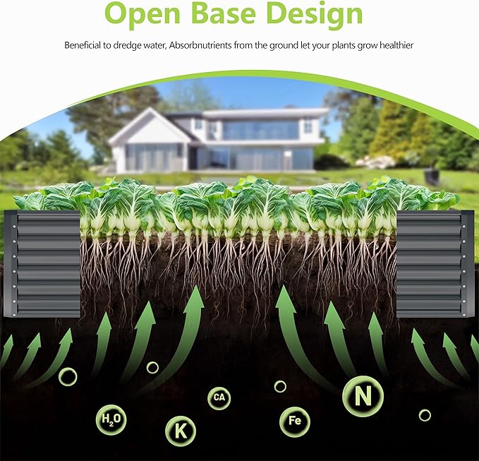 2PCS 4x2x2FT Galvanized Raised Garden Bed,Galvanized Planter Boxes Outdoor, Large Metal Raised Garden Beds for Vegetables-Grey