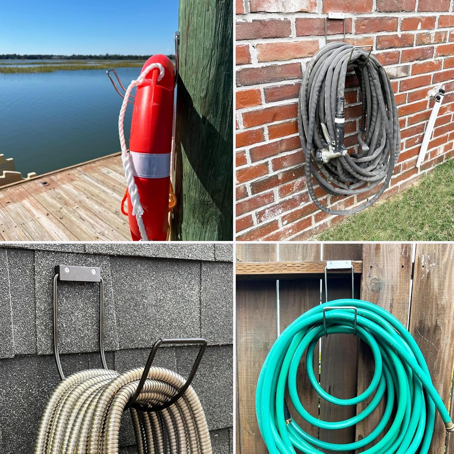 Garden Hose Holder Water Hose Hanger Wall Mounted,304Stainless Steel Solid Hose Hook Holds Up to 150Ft Garden Hose, Expandable Hose, Water Hose - Chrome