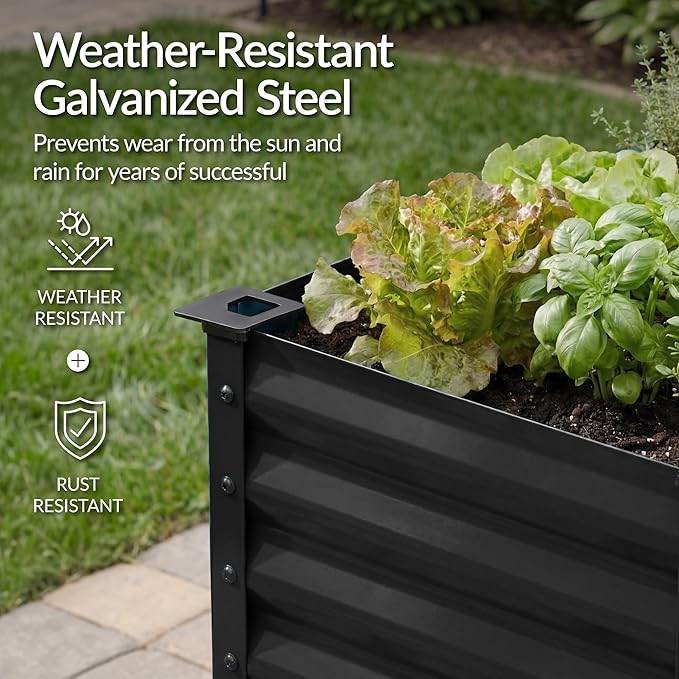 Best Choice Products 72x24x30in Non Toxic Galvanized Raised Garden Bed, Metal Elevated Planter Box, Vegetable Garden, 100% Non Toxic Materials - Black