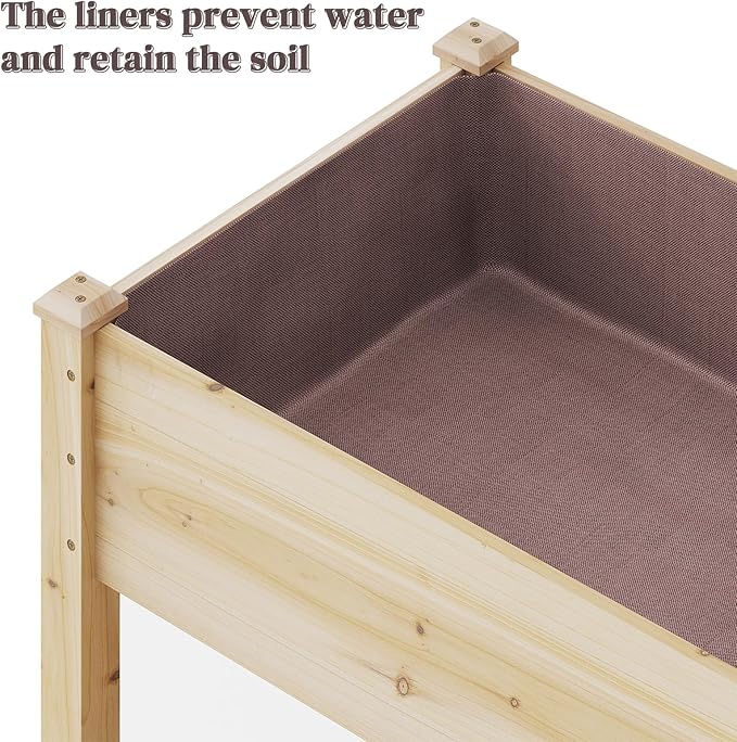 Wooden Raised Garden Bed, Planter Box with Legs, Raised Planter -Grow Herbs and Vegetables Outdoors – Naturally Rot-Resistant - Unmatched Strength Lasts Years (Natural-M)