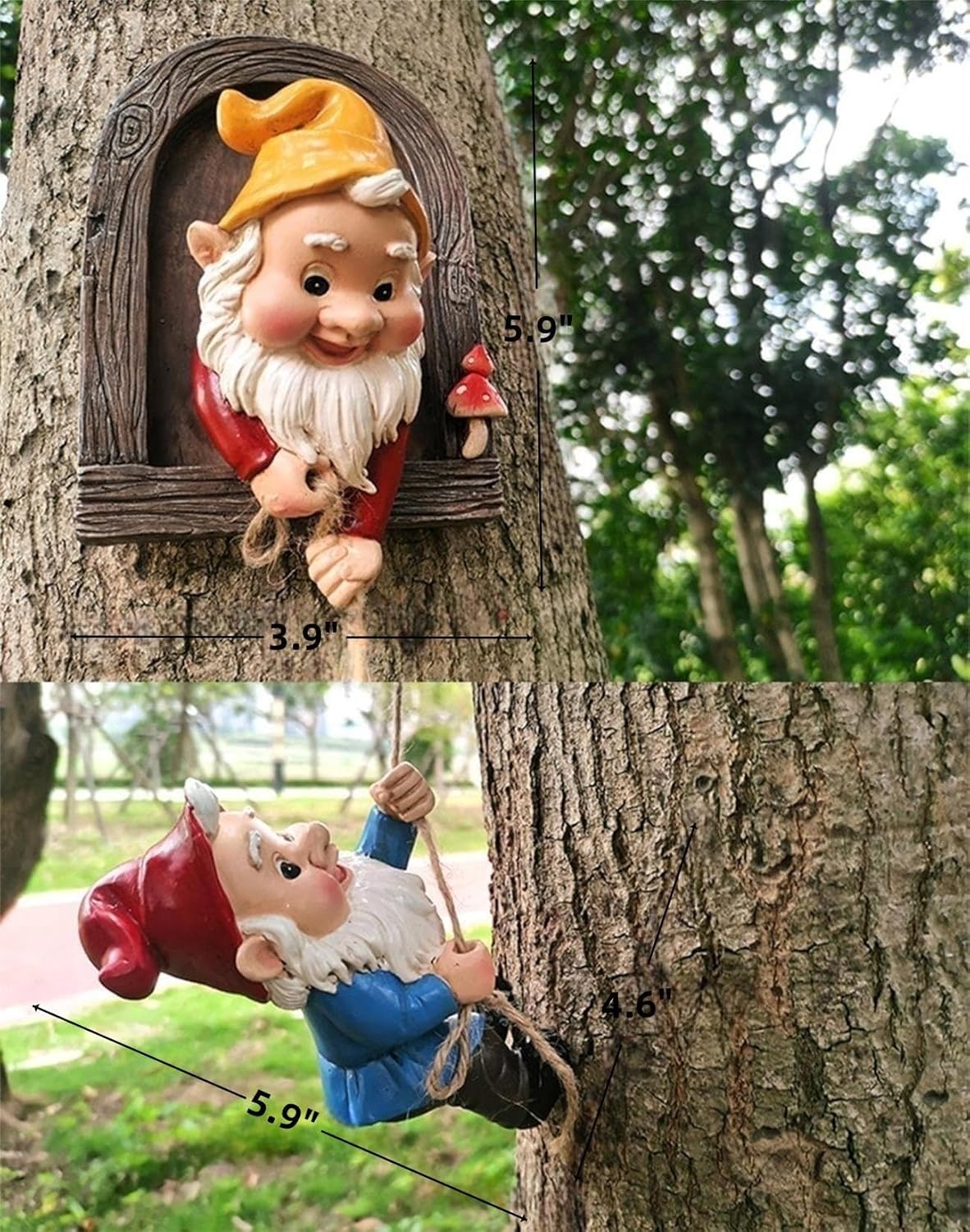 Garden Gnome Statue,Climbing Elves Sculpture,Outdoor Fairy Door Figurines,Fairy Hanging Decor,Tree Hugger Perfect for Garden Lovers Lawn, Patio,Yard Decor,Tree Peeker