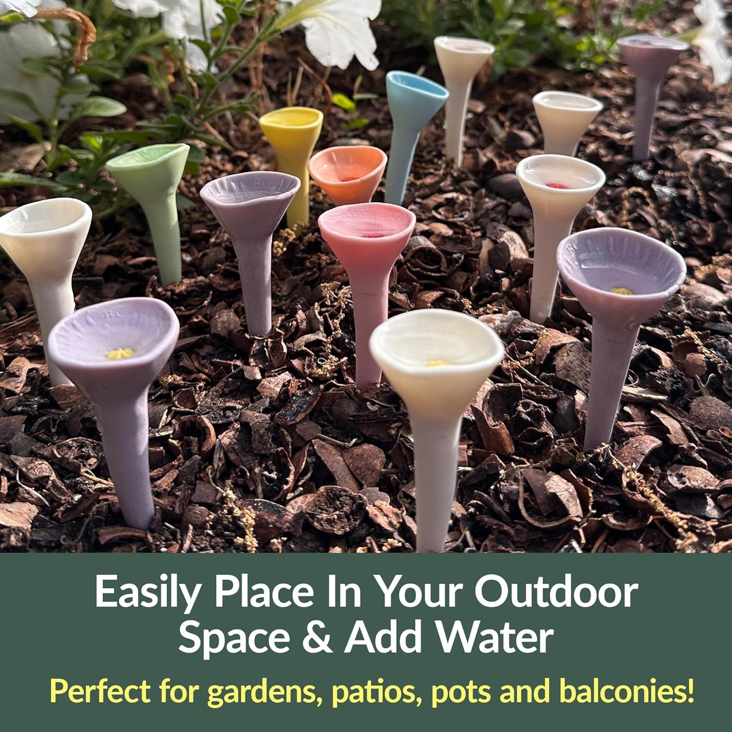 5 Pack, Bee Watering Station, 100% Handmade Porcelain, Bee and Butterfly Feeder for Garden, Outdoor Feeders for Thirsty Pollinators, Plastic Free, Bee Attracting Glaze (5, Morning Glory)