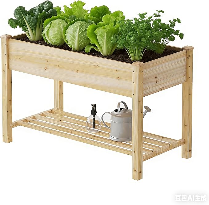 Wooden Raised Garden Bed, Planter Box with Legs, Raised Planter -Grow Herbs and Vegetables Outdoors – Naturally Rot-Resistant - Unmatched Strength Lasts Years (Natural-M)