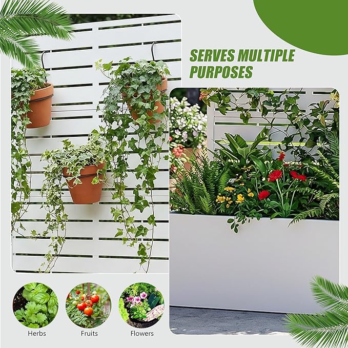 Casaphoria Metal Raised Garden Bed with Trellis, 59"x30"x12" Planter Box for Climbing Plants, Vegetables & Vines, Features Drainage Holes and Privacy Screen (Black-Louvered)