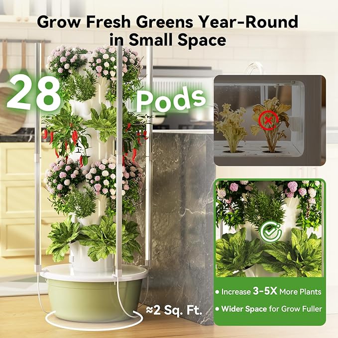 BAOSHISHAN Automatic Plant Watering System and 28pod Hydroponic Tower