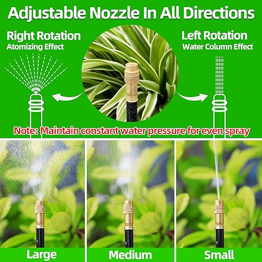 Drip Irrigation System for Garden - 40 Ft Drip Irrigation Kit with 13 360°Adjustable Copper Nozzles Hose, Automatic Atomizing Plant Watering Sprinkler System for Yard, Lawn, Greenhouse, Potted