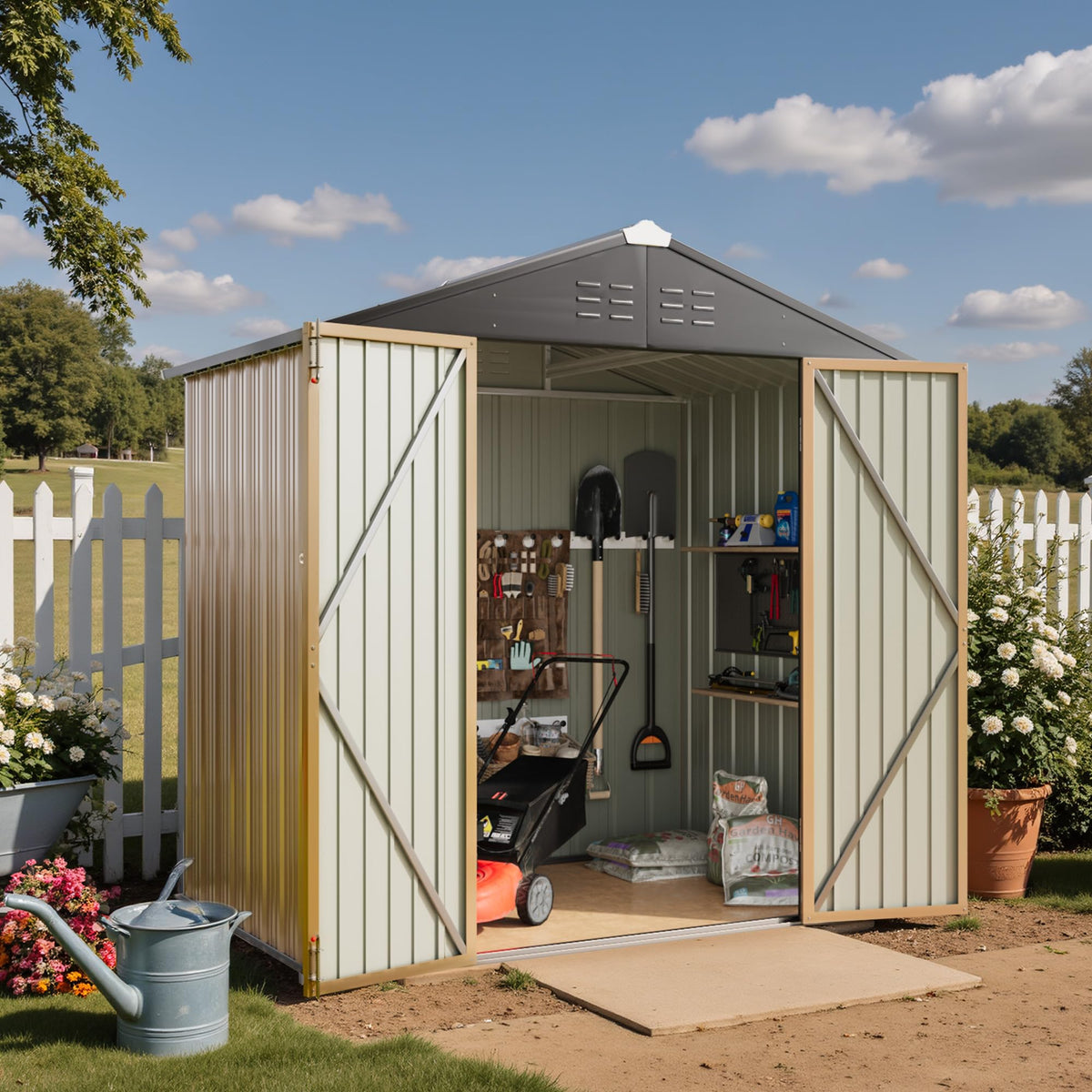 6x4FT Outdoor Storage Shed (6x4 / Brown)