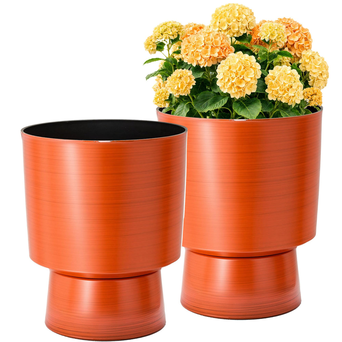 16.8" Planters for Outdoor Plants (16.8"-orange Linear Texture)