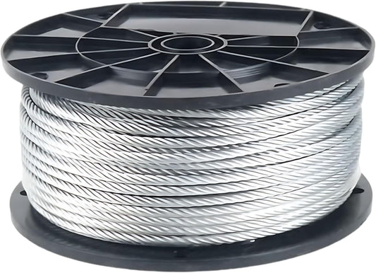 Galvanized Aircraft Cable Wire Rope 3/8" 7x19-200 ft Reel for DIY Cable Decking Railing System, Marine Grade