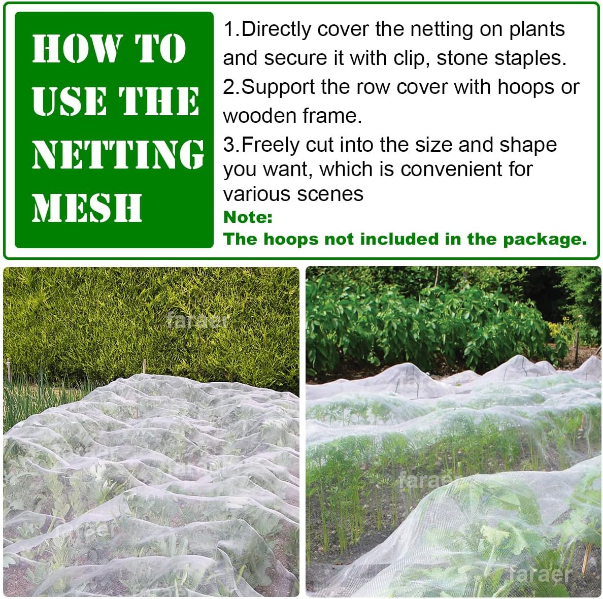 Garden Pest Barrier Netting, Thickened Mesh Net Bugs Out Plant Covers 10x33Ft Ultra Fine Protection Netting for Vegetable Plants Fruit Flowers Greenhouse Row Cover Raised Bed Insect Barrier Screen Net