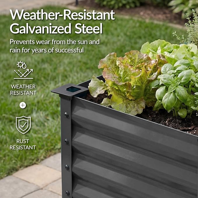 Best Choice Products 48x24x30in Galvanized Raised Garden Bed, Metal Elevated Planter Box, Vegetable Garden for Backyard, Patio, Balcony - Charcoal