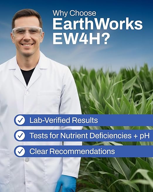 EarthWorks EW4H Soil Test Kit, Complete pH and Nutrient Lab Analysis, Mail-in Sample for Fast Results, Ideal for Garden, Lawn, Turf & Home Use, 1 Pack