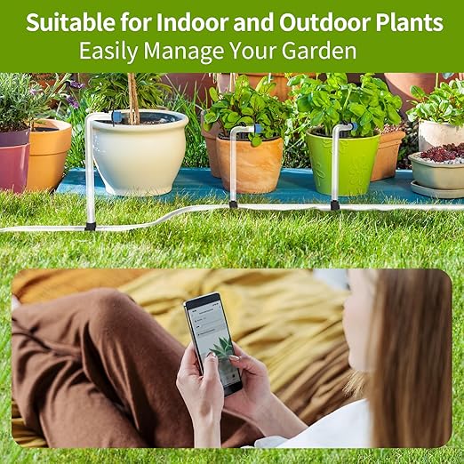 Automatic Drip Irrigation System with Timer, for 20 Potted Plants, Indoor Outdoor Watering Kit for Garden, Raised Beds & Greenhouse/Works with Alexa
