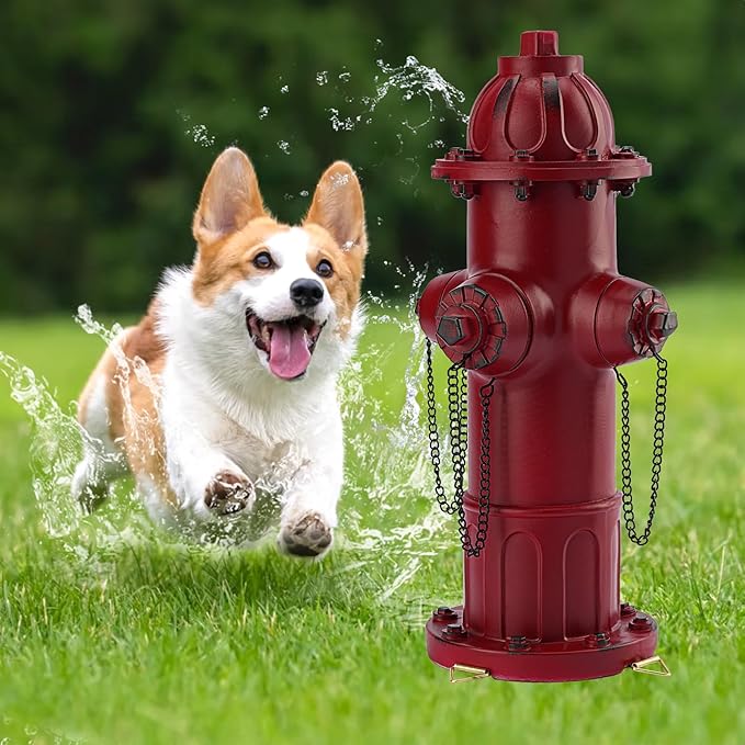 Garden Fire Hydrant Outdoor Statue, Puppy Pee Post Training Tool Resin Ornaments for Dog to Peed on, 14.6" Fire Hydrant Replica, Yard Lawn Backyard Sculpture Decor Firefighter Gifts for Men