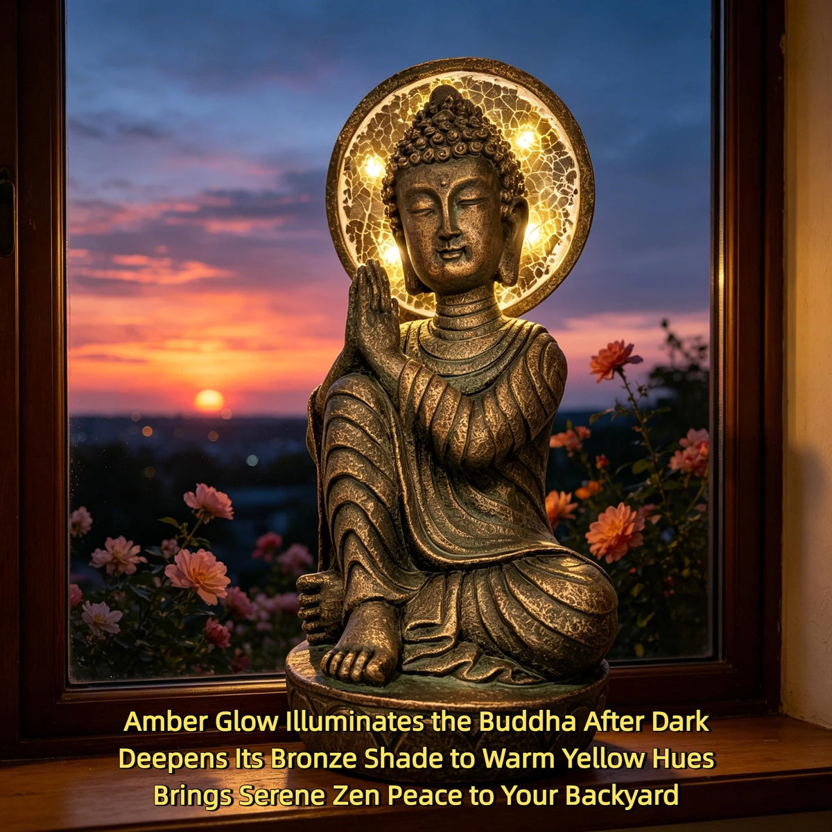 11.5in buddha statue outdoor (Antique Bronze)