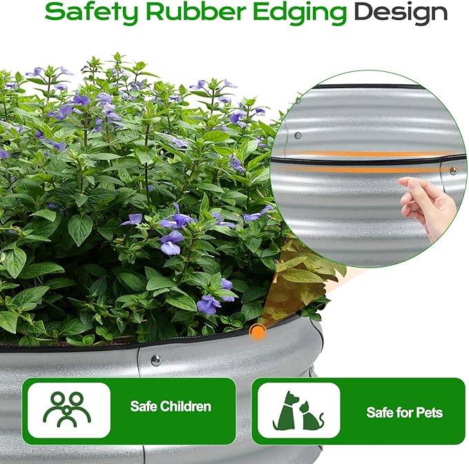 Aoodor 2 Pack 9" Tall 30" Metal Raised Garden Bed, Outdoor Planter Box and Raised Garden Kit for Vegetables, Flowers, Arugula and Herbs, Silver