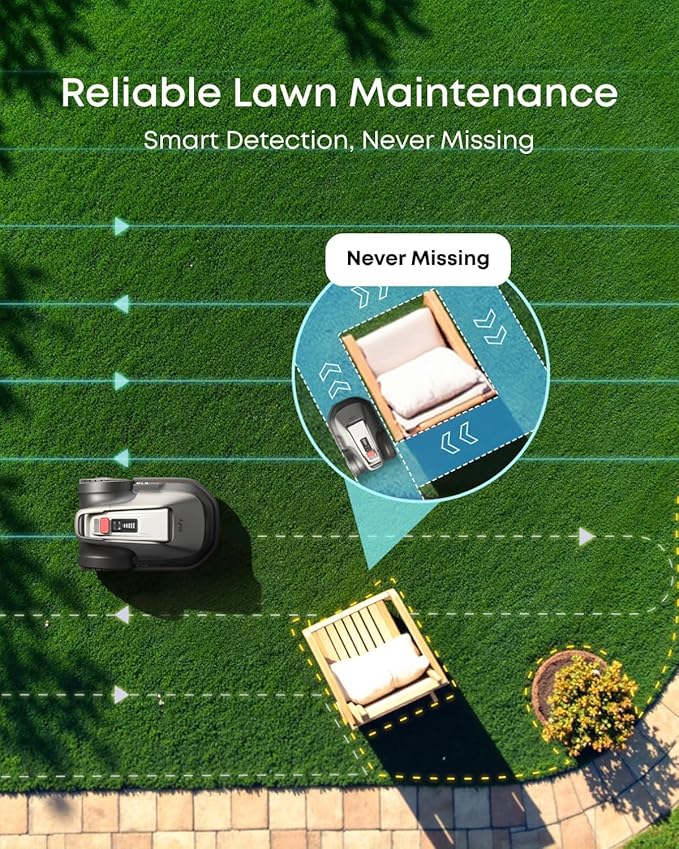 eufy E18 Robot Lawn Mower,Max 0.3 Acres,Wireless Robot Mower with Auto Mapping,Vision Navigation,Multi-Zone Management + Official Accessories, Blade Disc *1