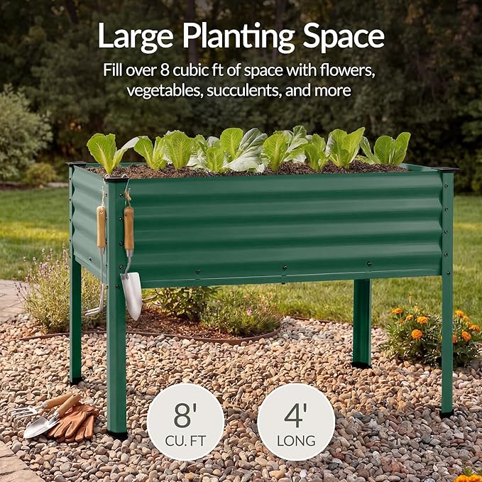 Best Choice Products 48x24x30in Galvanized Raised Garden Bed, Metal Elevated Planter Box, Vegetable Garden for Backyard, Patio, Balcony - Dark Green