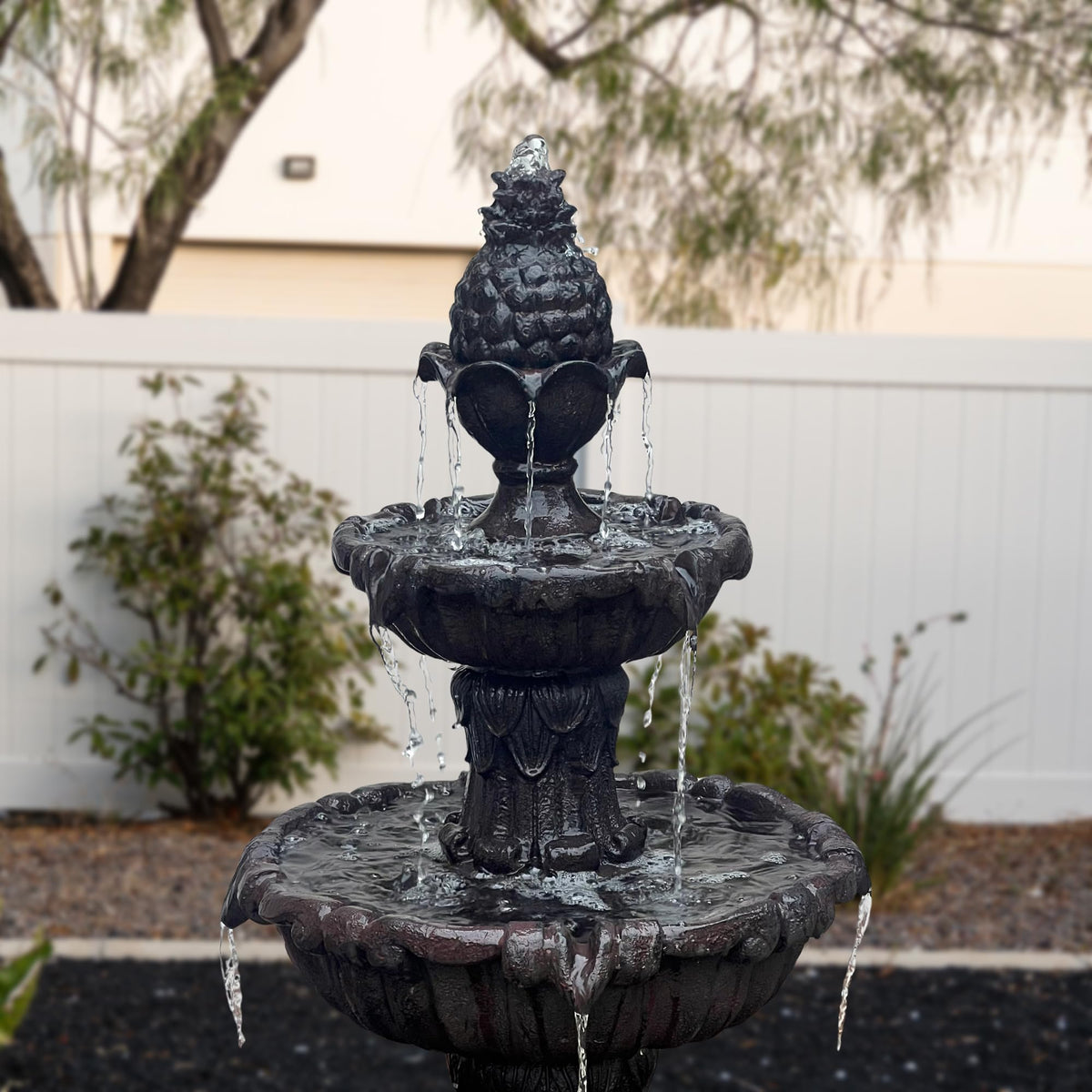 58.3" 3 Tier Outdoor Freestanding Water Fountain (Brown)