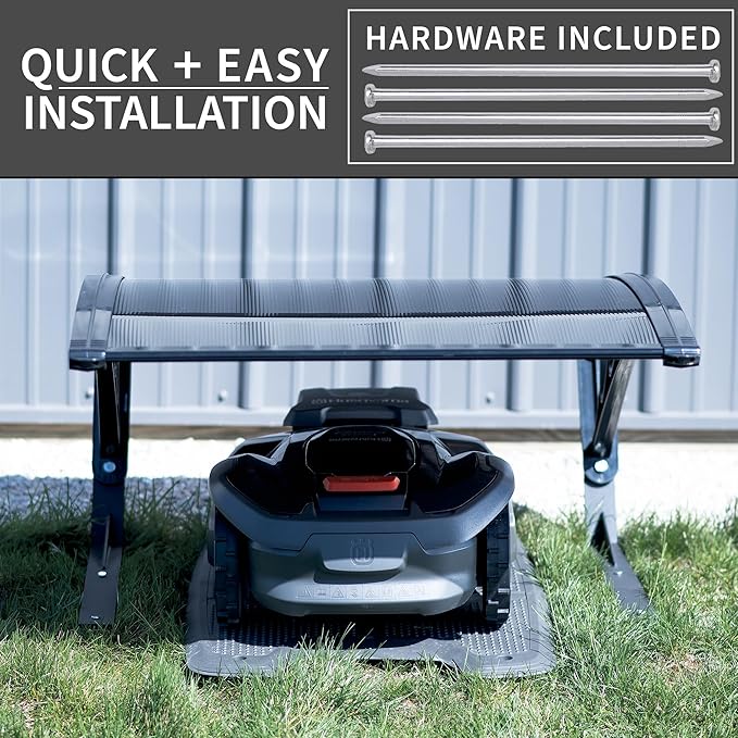 Life Finds Outdoor Shade Cover Designed for Robotic Lawn Mowers, Portable Garage Roof for Robot Mowers, Weather Resistant Polycarbonate Canopy, Black, LF-RLS1