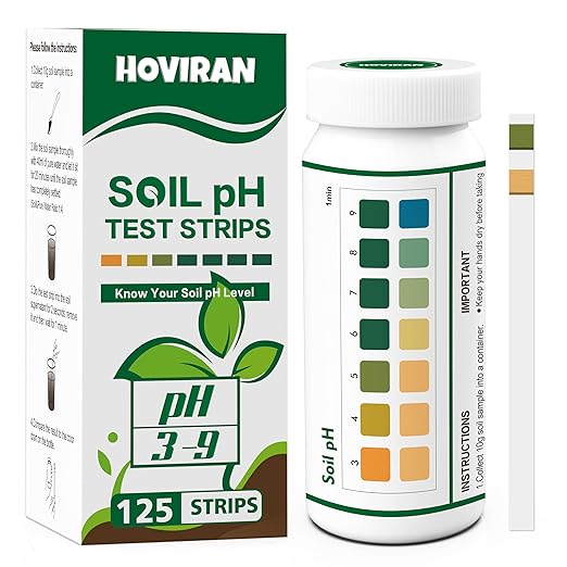 Soil pH Test Kit，125 Soil pH Test Strips– (3-9 Range) Quick & Accurate Soil Testing Paper for Gardens Lawns Farms Grass Flower Vegetable Compost Plants