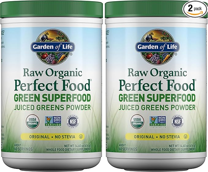 Garden of Life Super Greens Powder Smoothie & Mix, Probiotics & Digestive Enzymes, Organic Superfoods Nutrition Fruit and Vegetables for Women & Men Energy, Original, 60 Servings, (Pack of 2)