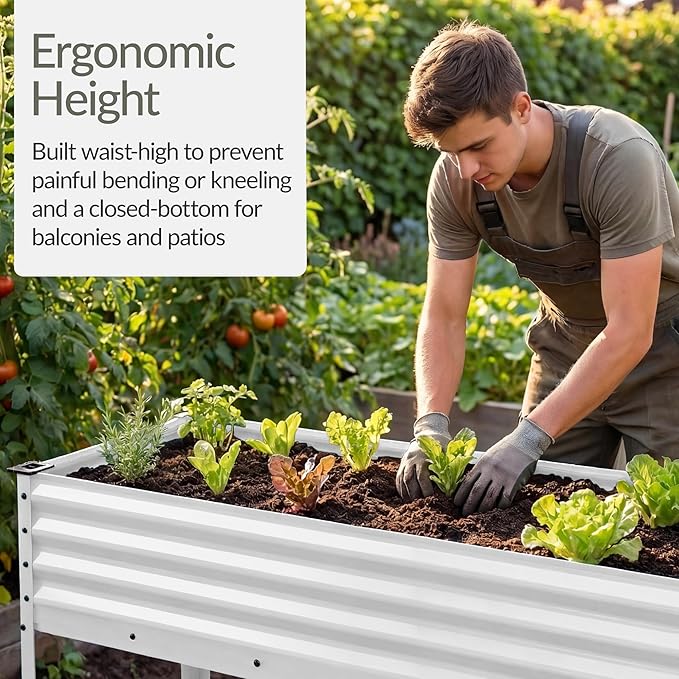 Best Choice Products 48x24x30in Galvanized Raised Garden Bed, Metal Elevated Planter Box, Vegetable Garden for Backyard, Patio, Balcony - White