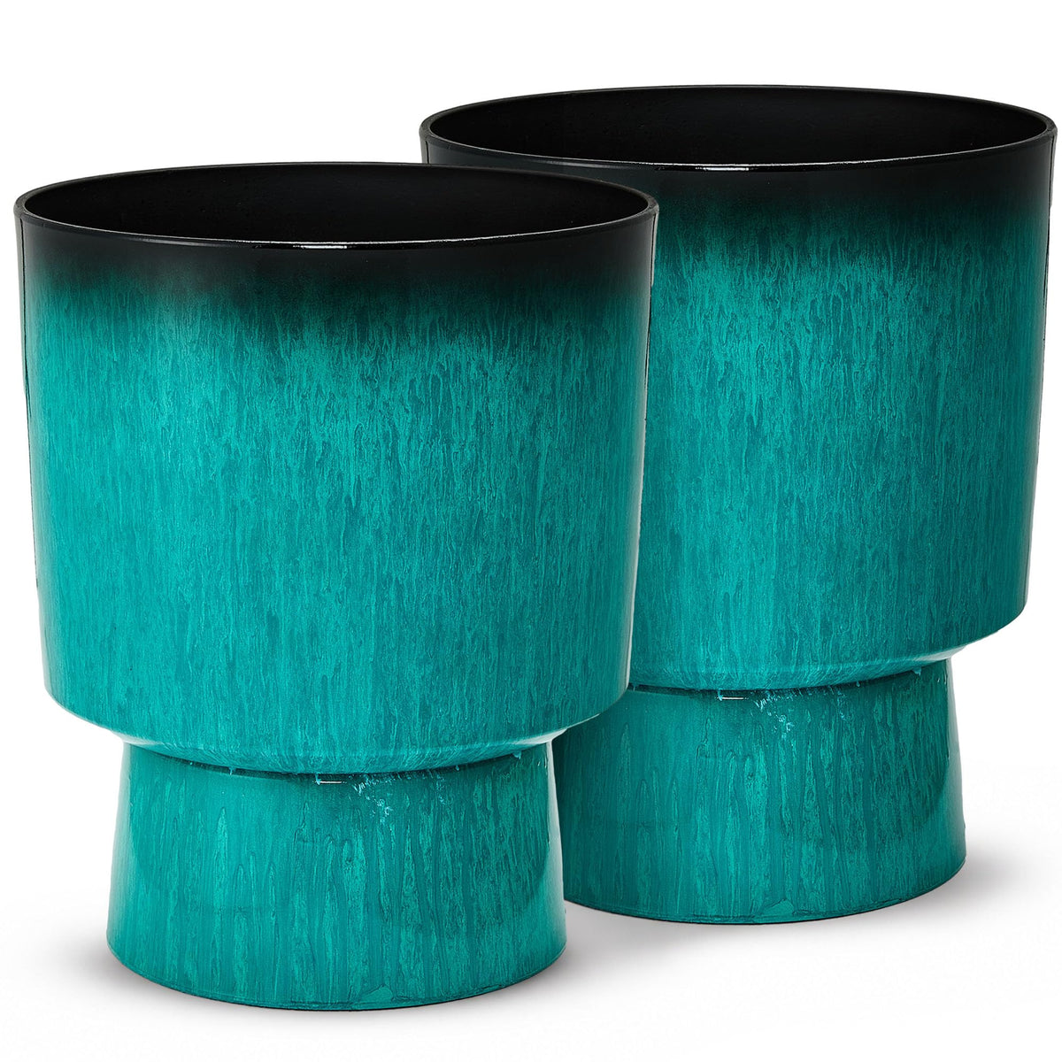 16.8" Planters for Outdoor Plants (16.8"-teal Glazed & Black Rim)
