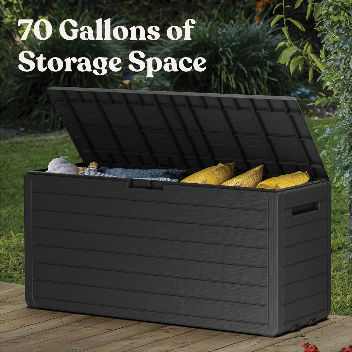 Atlas 70 Gal Outdoor Storage Box for Patio and Pool Accessories (Atlas Graphite)