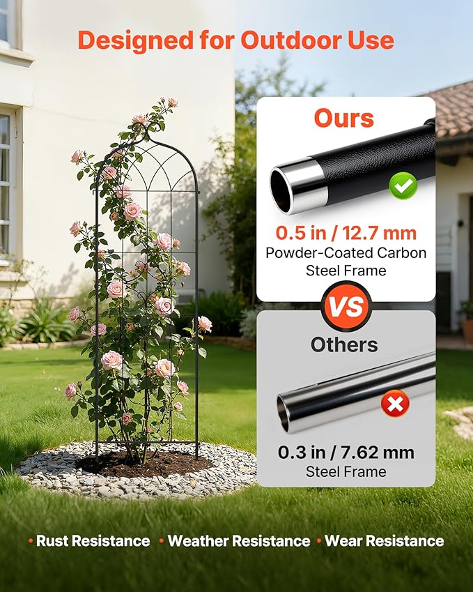 VEVOR Garden Trellis, 71 x 20 inch Rose Trellis, 4 Packs Garden Flower Rose Trellises with Powder-Coated Finish & Convenient Locking Design, Plant Support Trellises for Flowers, Vegetables, Roses