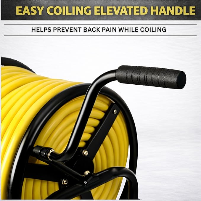 Garden Hose Reel Cart, Heavy Duty Hose Reel with Wheels, Outdoor Water Hose Reel for Backyard, Garden, or Lawn, Metal Hose Carts (400ft Hose Carriage)