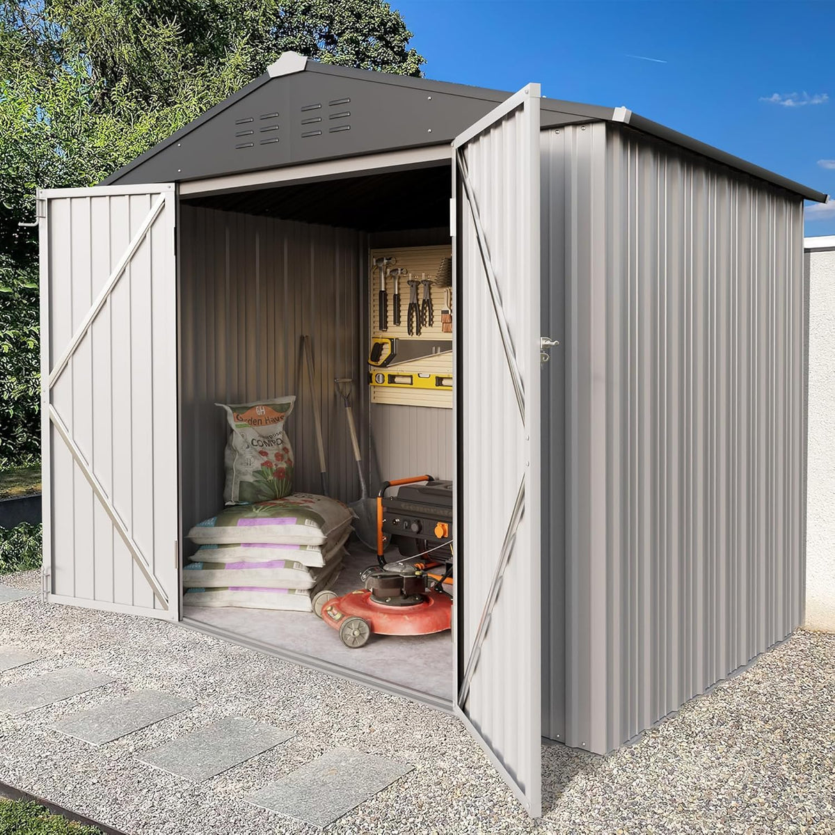6x4FT Outdoor Storage Shed (6x4 / White)