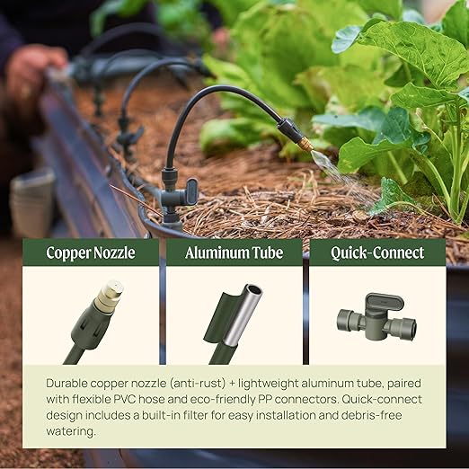 Vego Garden Irrigation Kit - Drip Irrigation System for Raised Garden Beds, Efficient Watering Solution for Vegetables, Flowers, and Plants, Easy DIY Installation